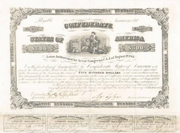 Confederate $500 Bond